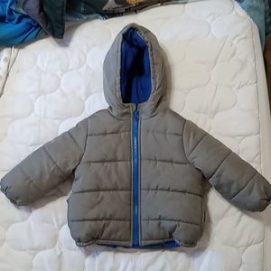 Grey and blue winter coat